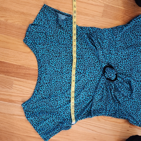 Vintage Black and Teal Floral Dress - Picture 7 of 7